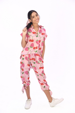 Berry Blossom Barbado pants 3/4 lenght, sily satin. 