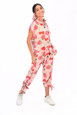 Berry Blossom Barbado pants 3/4 lenght, sily satin.